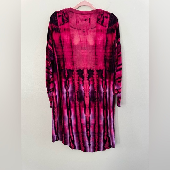 Tie Dye Purple & Red Viscose Long Sleeve Dress Large - Picture 2 of 5